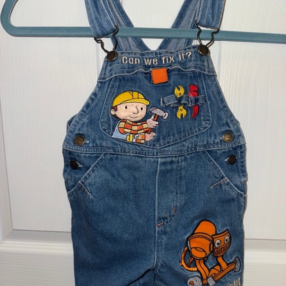 Kids Blue Overalls with Construction Theme - Picture 1 of 6